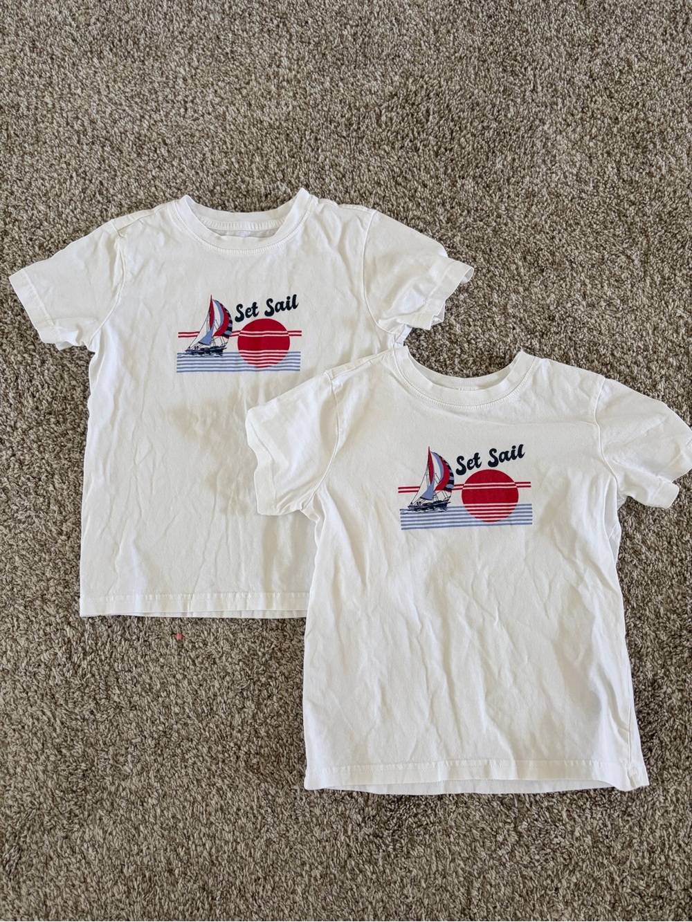Twins - Janie and Jack White 'Set Sail' Tee with Red and Navy Graphic